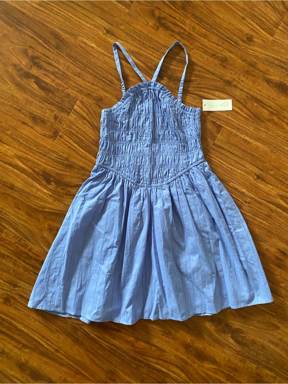 NWT New Sea + Skye Girls Periwinkle Smocked Cotton Sundress Size XL Coastal Boho